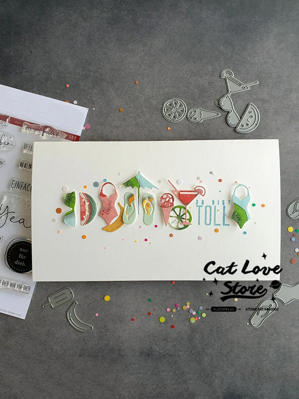 여름 항목 시리즈 금속 절단 다이 스텐실 DIY Scrapbooking 종이 카드 장식 공예 다이 엠보싱 다이 컷 새로운 2019