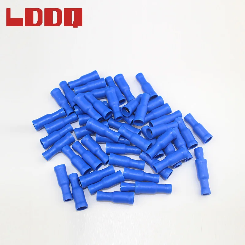 Ldq 100 шт. Синий Женский Цилиндрический встык провода обжимной терминал 16 14 AWG