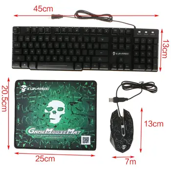 

Rainbow LED Gaming Equipment Kit Light Keyboard & Mouse & Mouse Pad USB Charging qiang