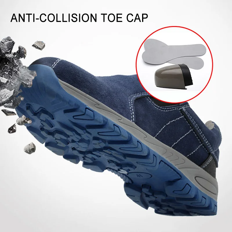 

Men's Steel Toe Work Safety Boot Lightweight Men Boots Anti-smashing Piercing Reflective Casual Sneaker Men Safety Shoes Men