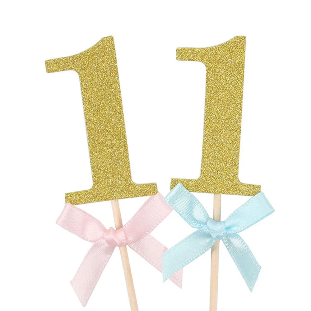 6-10 шт на 1 год с днем рождения кекс топперы на 1 день рождения для мальчиков и девочек юбилей украшения детский душ торт бумажные принадлежности