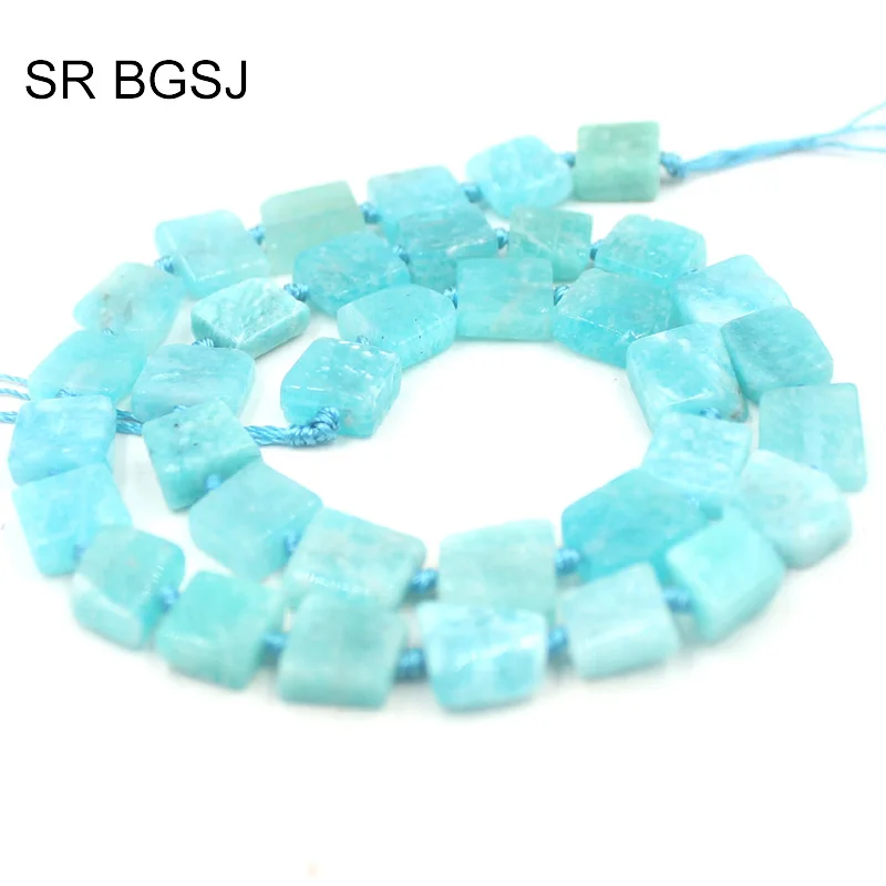 

Free Ship 10-12mm Natural Square Pure Amazonite Natural Gems Stone Loose Beads Strand 15