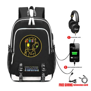 

The Avengers Thanos Backpack Rucksack Bag w/ USB Fashion Port/ Headphone interface Students Book Laptop bag
