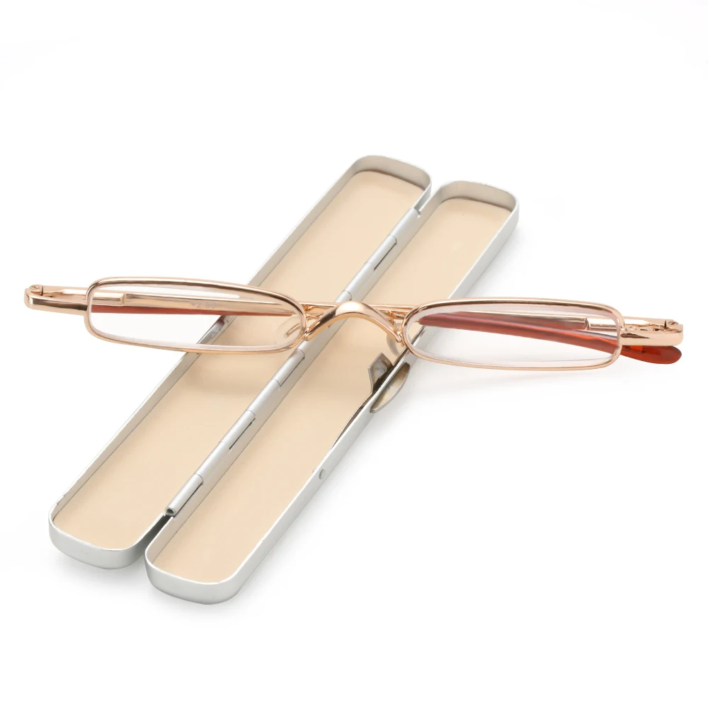 

1Pcs 2019 MINI Design Reading Glasses Men Women Folding Small Glasses Frame Red Metal Glasses With Original Box Gifts Dropship