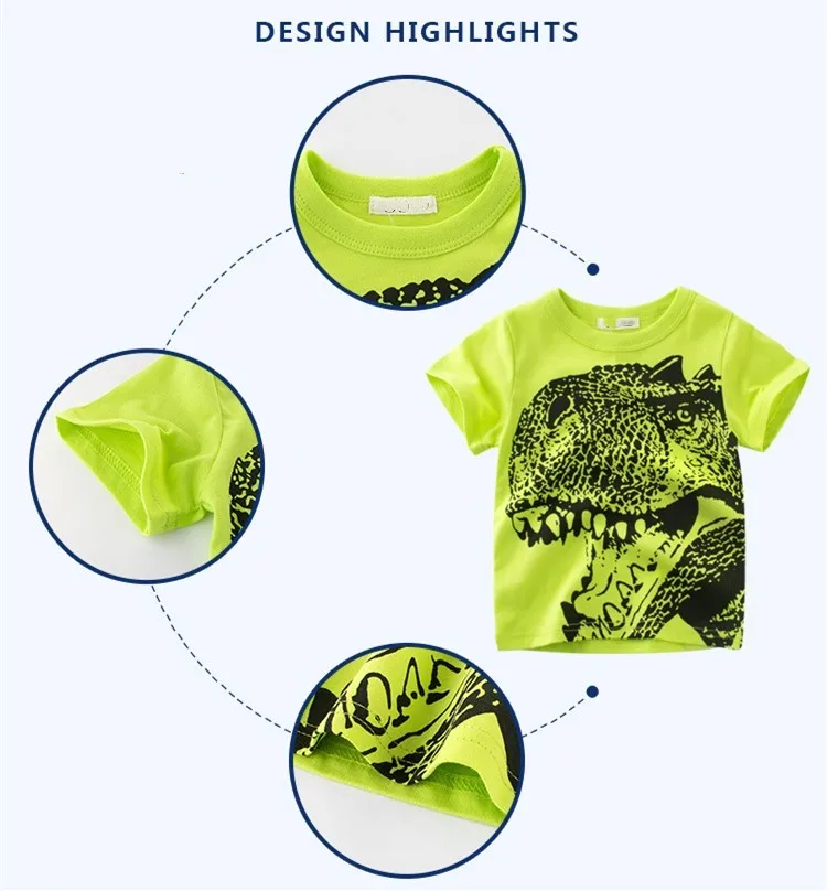 Детская футболка в стиле хип-хоп, черные футболки в стиле панк для мальчиков и девочек-подростков, футболки с принтом динозавров, летняя