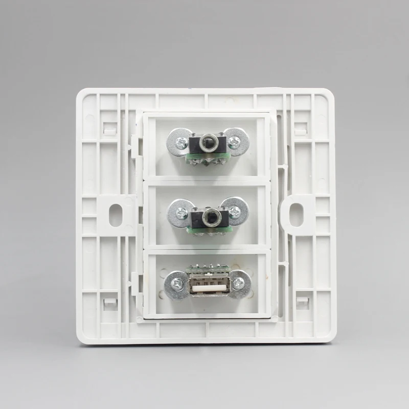 Silver Edge 3.15+3.15 Audio Jack +USB2.0 Wall Outlet pic 4