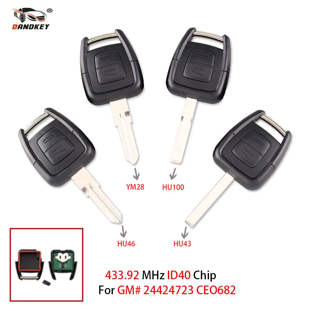 

Dandkey OP1 Car Remote Key 2 Buttons Fob 433Mhz With ID40 Chip For Vauxhall Opel Astra Vectra Zafira Uncut HU43/HU100/YM28/HU46