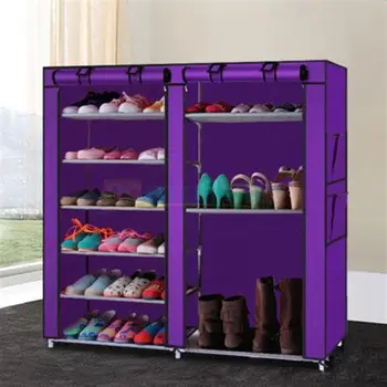

Double Row Shoe Boot Closet Rack Shelf Storage Organizer Cabinet Portable 9 Tiers (Purple)
