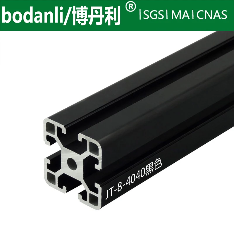 Bodanli industrial aluminium profiles 4040 black European standard T Slot Extruded alloy profile 6063 t5 for framing |