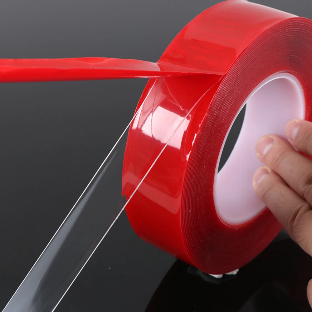 Double Sided Super Sticky Clear Tape Red Strong 3m Craft DIY Roll 15 20 25 30 mm 