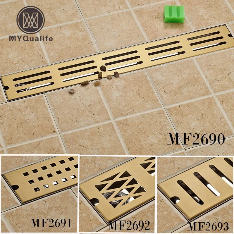 Нержавеющая сталь 70 см плитка вставка прямоугольный линейный анти-запах трап ванная комната оборудование Золотой душ слив