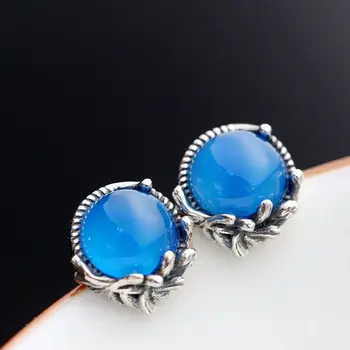 

2020 S925 silver fashion jewelry handmade with natural stone silver silver s925 sterling silver earrings retro