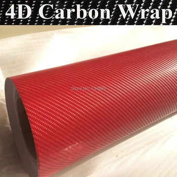 

4D Red Carbon Fiber Vinyl For Car Wrap With Air Channel Like realistc Carbon Fibre Film Car Styling Covers 1.52*30m/Roll