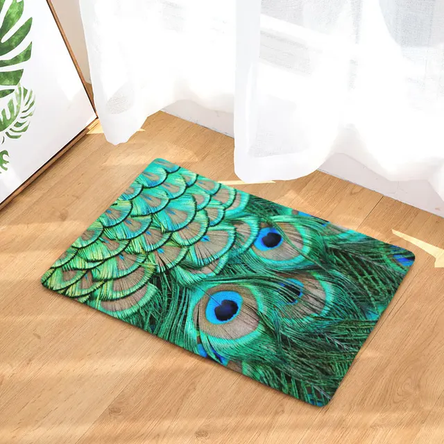 Us 8 49 25 Off Fashion Home Decor Green Peacock Design Floor Mats For Living Room Bedroom Mini Carpets Front Door Mat Bathroom Rugs In Mat From Home
