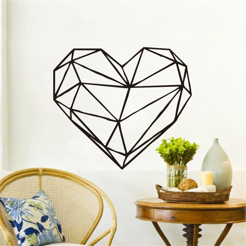 

Geometric Heart Wall Stickers Home Decoration Accessories New Year Gifts Vinyl Wall Decals For Walls