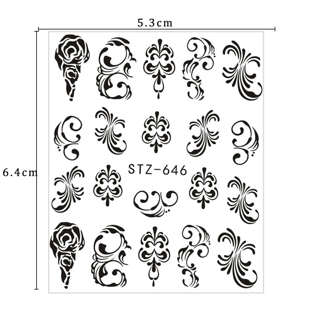 1 лист воды переводные наклейки для ногтей узор Простой Черный Дизайн DIY Мода советы для ногтей водяной знак Декор TRSTZ638-658
