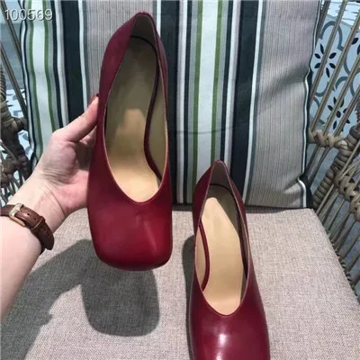 Г. Туфли-лодочки на высоком каблуке из восковой кожи женская неглубокая обувь с квадратным носком женская обувь для подиума на высоком каблуке без застежки zapatos mujer - Цвет: red