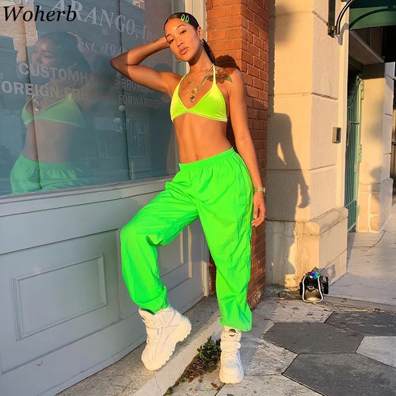 

Woherb 2019 Modis Neon Harem Pants Women Joggers Casual Loose High Waist Long Trousers Girls Fashion Streetwear Sweatpants 22684