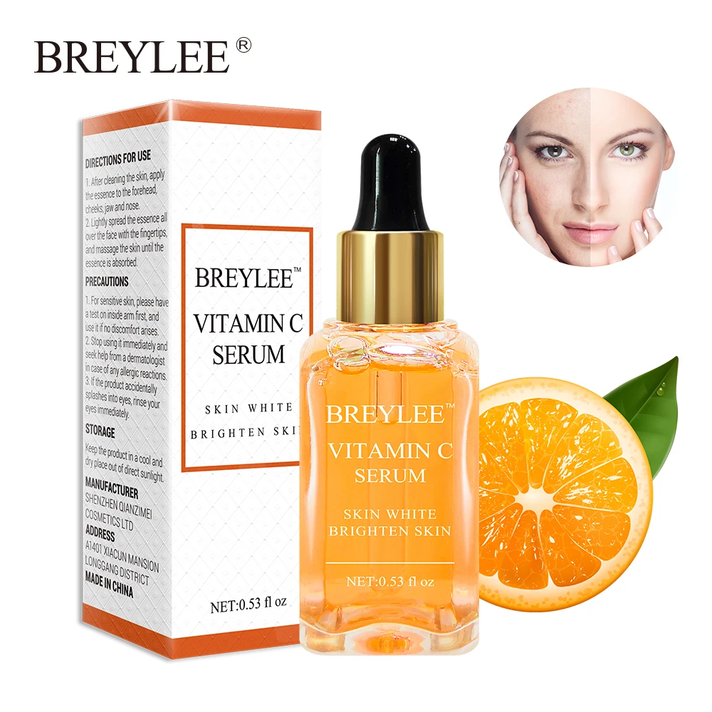 

BREYLEE Vitamin C Whitening Anti-aging Serum Brighten Skin Face Skin Care Fade Dark Spots Freckle 100% Natural Ingredients