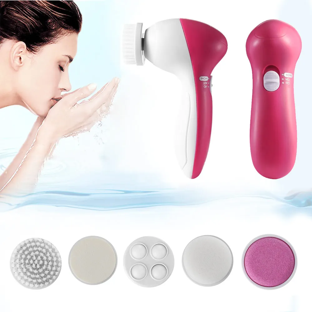 

5 in 1 Electric Facial Cleanser Deep Clean Spa Waterproof Washing Machine Soft Brush Spin Face Lift Massage Skin Care Tool