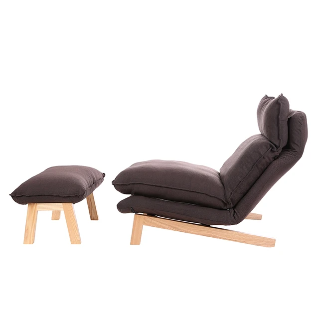 Modern Chaise Lounge Chair And Ottoman Set With Wooden Legs Living Modern Chaise Lounge Chair And Ottoman Set With Wooden Legs Living Room Furniture Fabric Upholstery Recliner