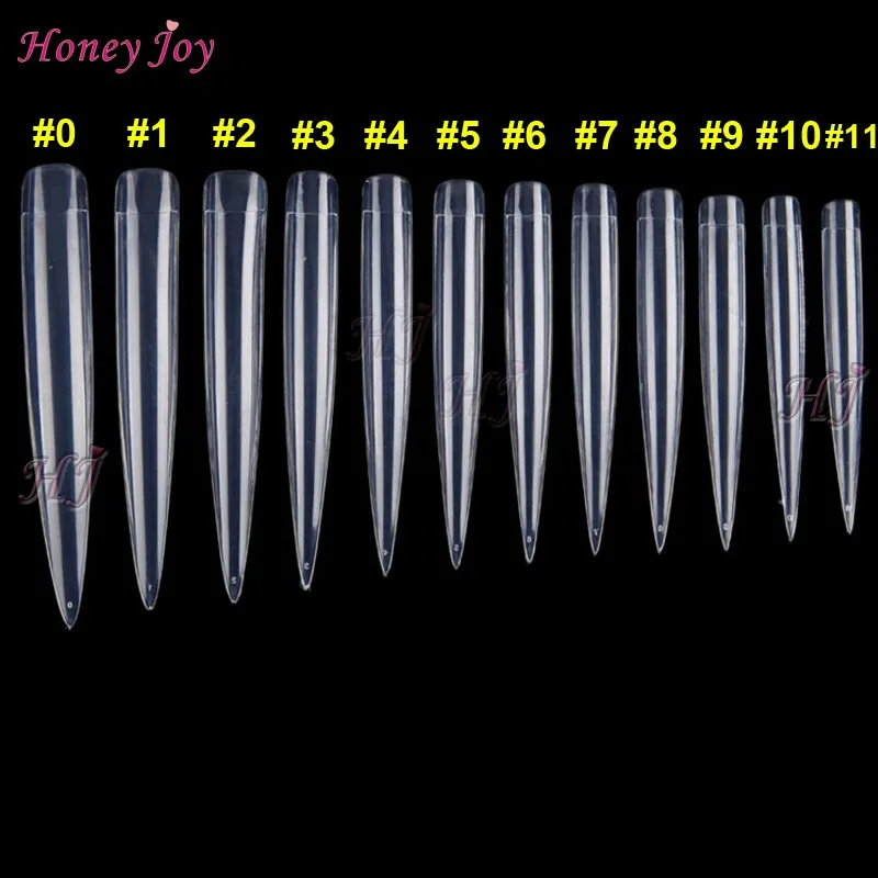 36 шт./лот, удлиненные стилеты, половинное покрытие, Натуральный прозрачный белый акриловый дизайн ногтей, острые концы, искусственные, ненастоящие, поддельные кончики