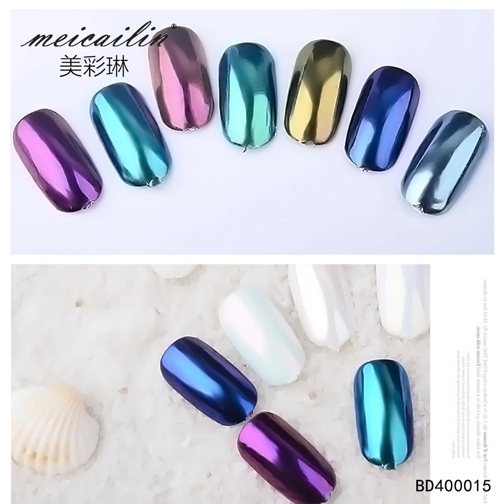 Meicailin 7 цветов Seashell зеркало-Хамелеон Блестки для ногтей блестящая пудра Aurora Pearlescen Shell Дизайн ногтей хром Маникюр пыль