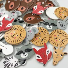 50 pçs 2 buracos animais em forma de botões de madeira artesanato diy scrapbooking botões de costura decorativos para decoração de roupas wb237
