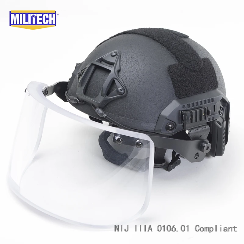 MILITECH Black BK Maritime Cut Deluxe NIJ IIIA FAST Bulletproof Helmet