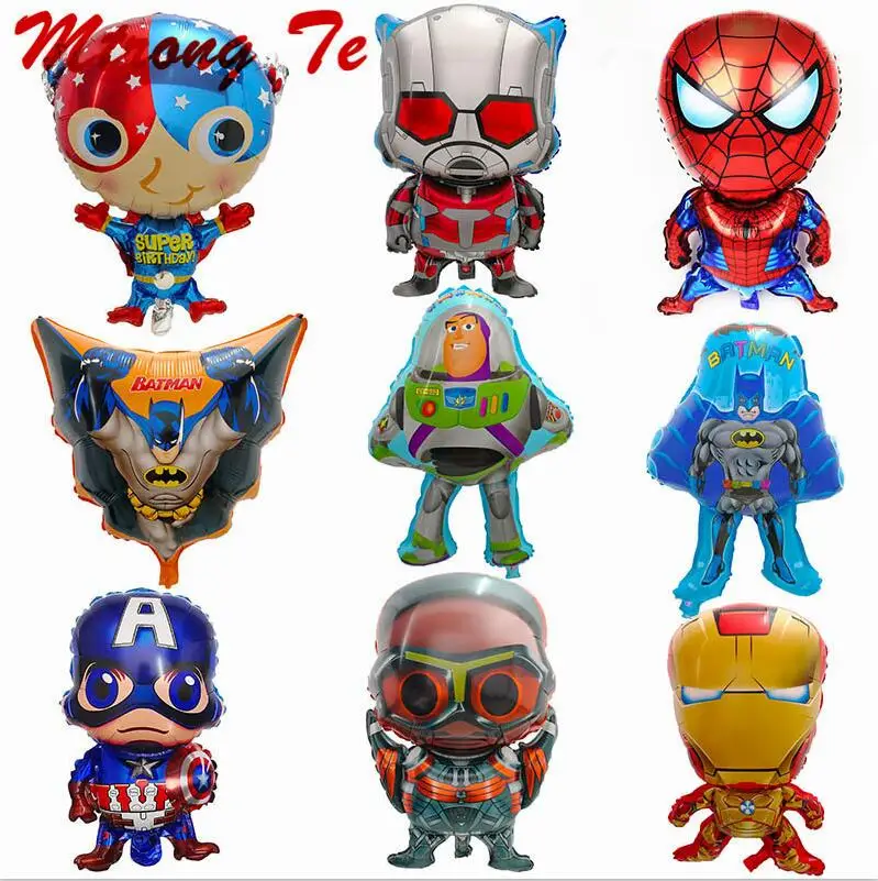 

10pcs Super Heros Batman Spiderman Captain Mario Ironman Foil Helium Balloons Kids Inflatable Toys Baby Shower Birthday Decora