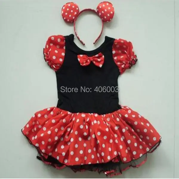 

Halloween minnie-mouse princess tutu baby girls party dress costume with headband free shipping