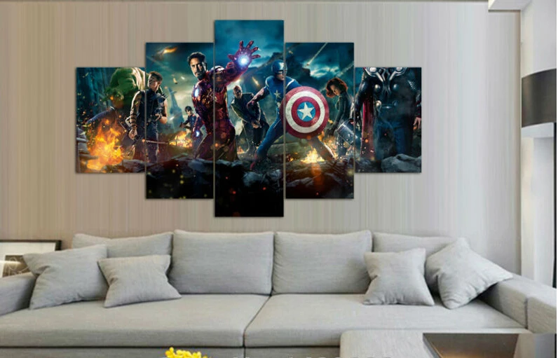 Framed Canvas Wall Art Print Marvel Captain America Oil Painting on Canvas
