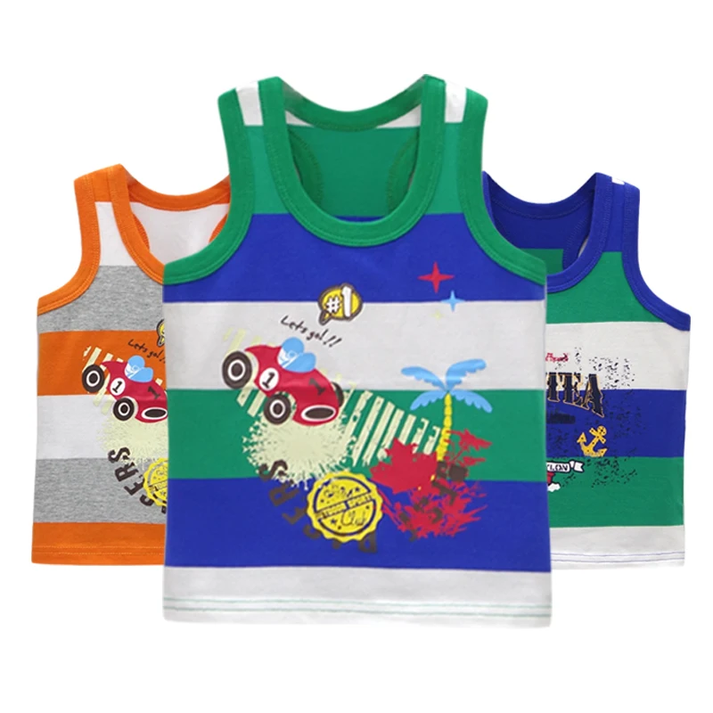 Summer Cotton Baby Sleeveless tank tops For Girls 3pcs/lot Printed Tee Kids Vest Toddler Clothing boys fashion clothes