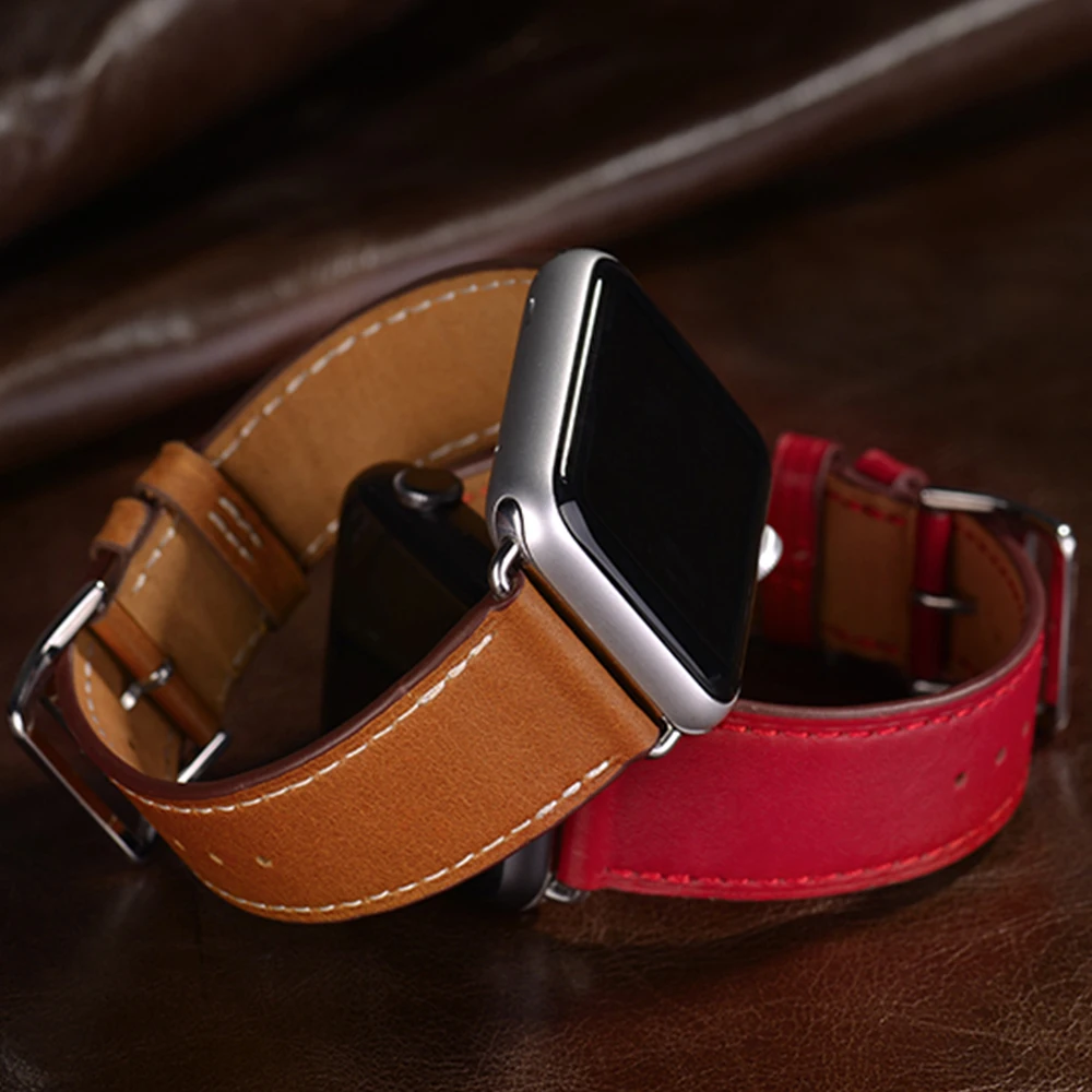 Кожаный ремешок для Apple watch band 44 мм correa apple 42мм 38 40 Iwatch 5 4 3 одиночный Тур pulseira