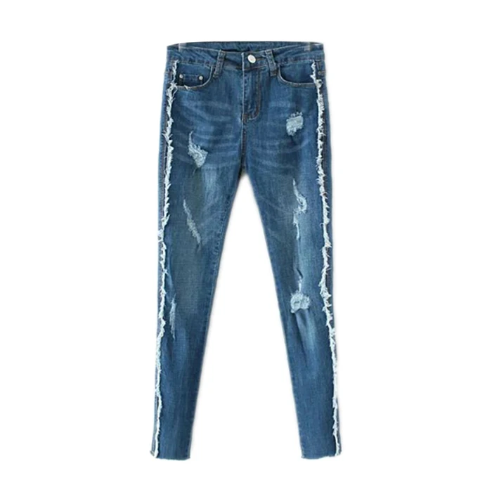 

The new spring and summer 2017 European women's pants worn on both sides of the flash fan thin jeans female trousers