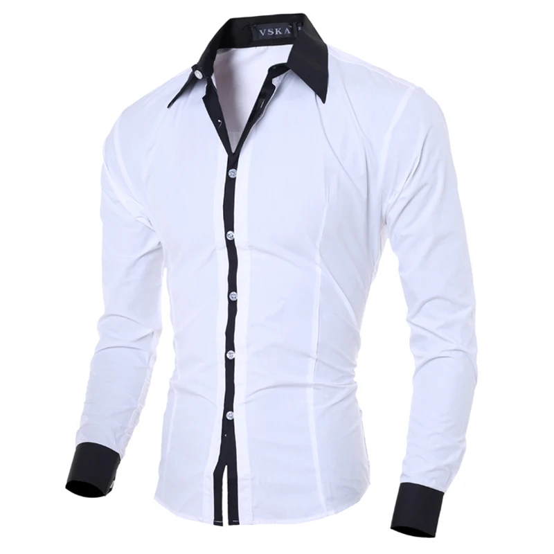 Ultrathin Soft Shirts Mens Classic Pure Color Leisure Contrast Collar ...