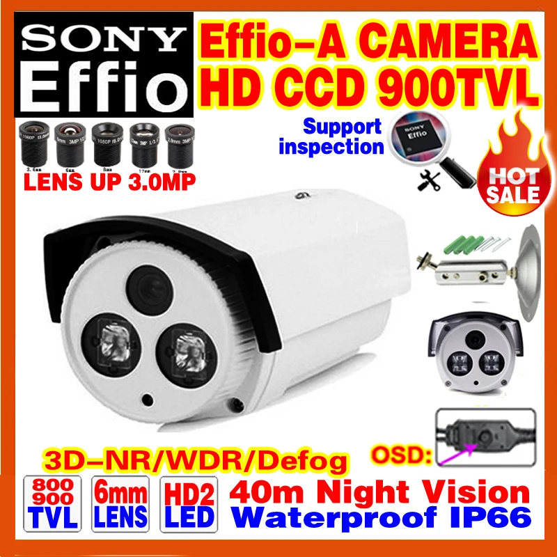 Discount Hd Sony CCD Effio Surveillance Camera 800/900TVL Analog 960 Outdoor Waterproof IP66 Infrared Night Vision Video Bracket
