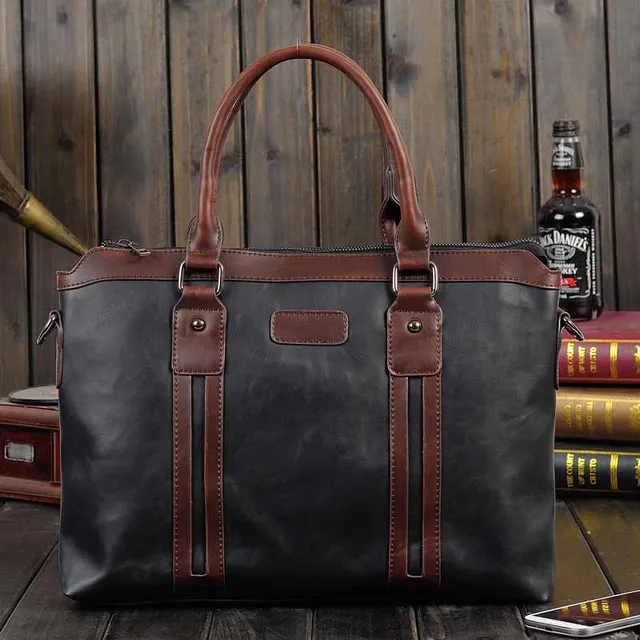men luxury brand high quality men's business office handbag leather