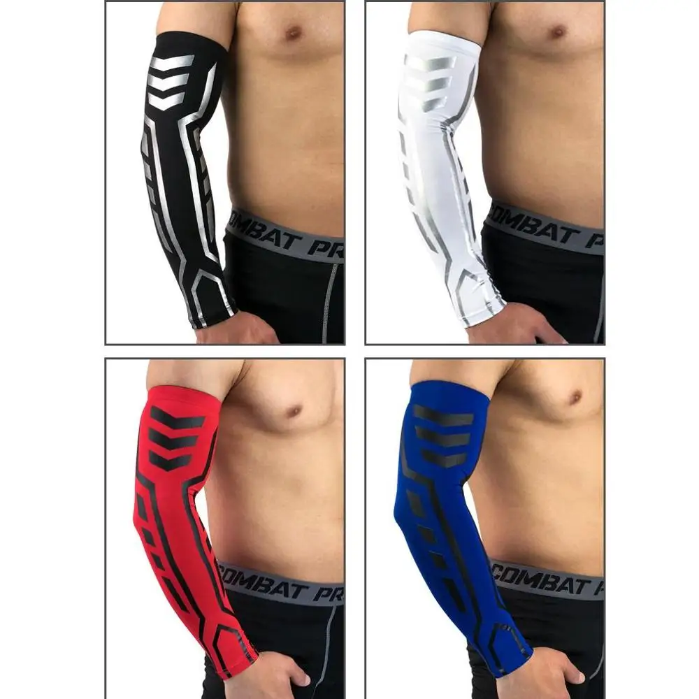 Compression Sleeve Cycling Basketball Arm Sleeve Cover Mangas Sports Running Arm Warmer UV Protection Elbow Pad Fitness Guards