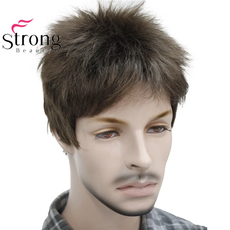 Короткие, полный синтетический парик для Для мужчин мужской Fleeciness волос реалистичные парики