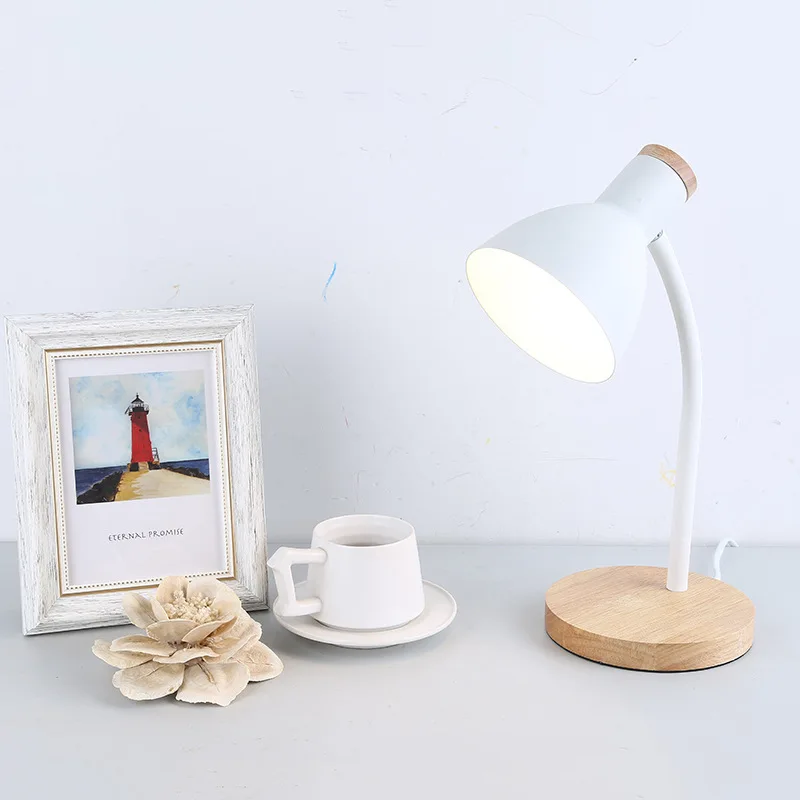 

Artpad Black White Nordic Table Lamp for Study Reading Metal Sconces 360 Degree Flexible Gooseneck LED Wooden Desk Lamps