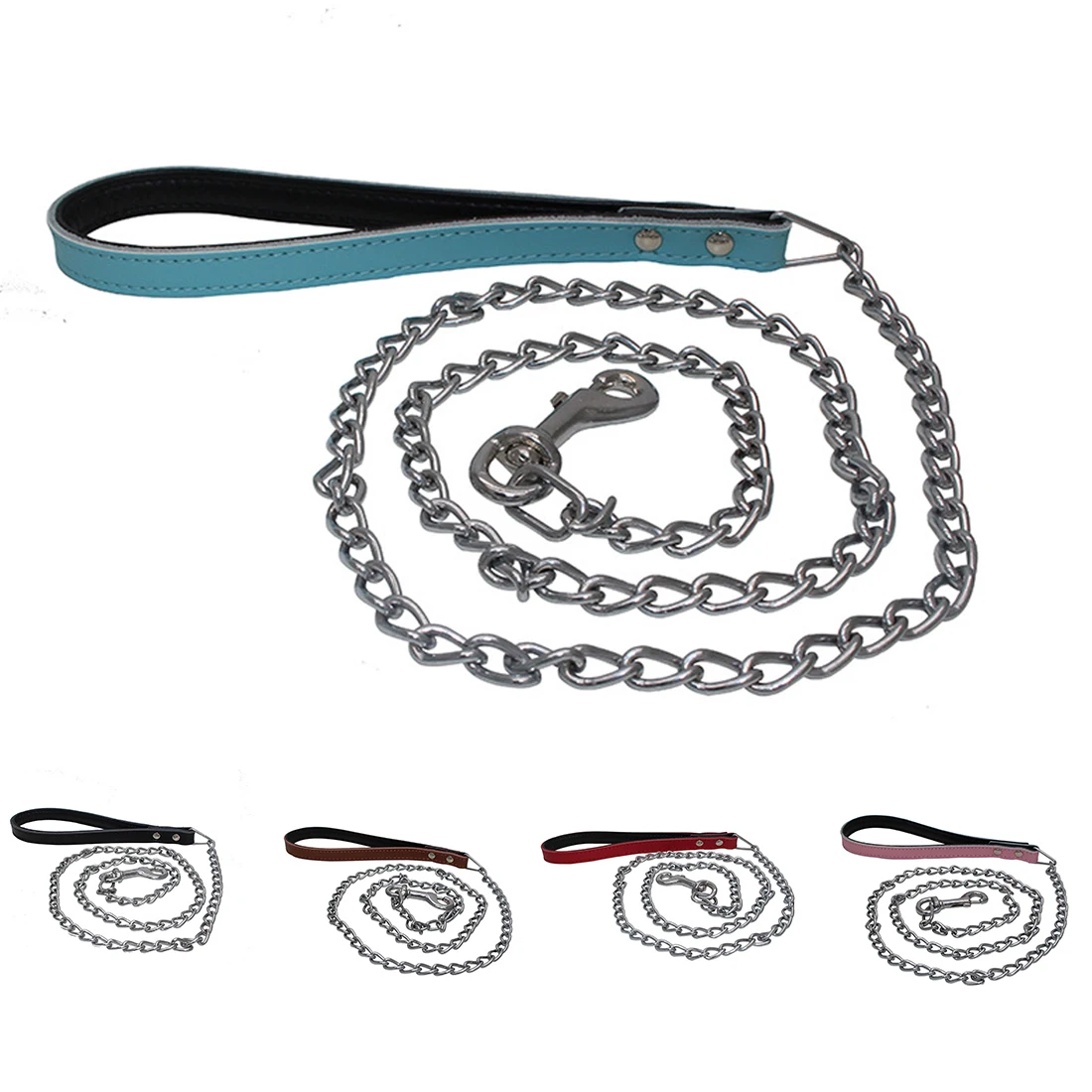1.2m For Small Medium Large Dog Chain Leash Handle Leads PU Leather