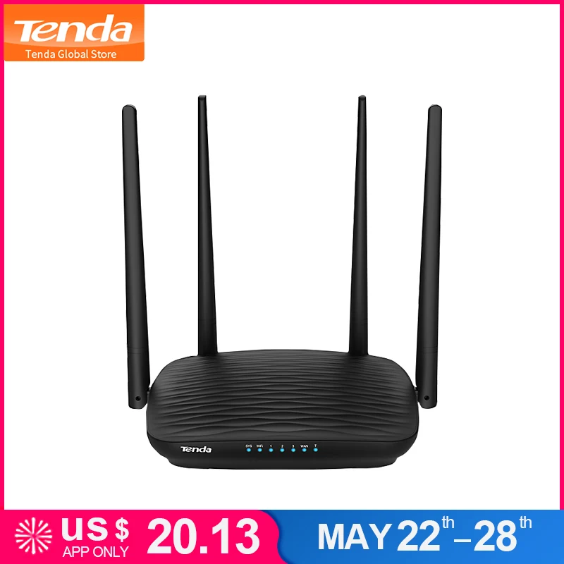 

Tenda AC5 1200Mbps Wireless WiFi Router, 1GHz CPU+128M DDR3, 1WAN+3LAN Ports, 4*5dBi High Gain Antennas, Smart APP Remote Manage