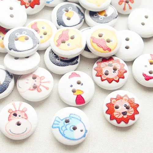 

suoja 30pcs Carton Animal Wood Buttons 15mm Sewing Craft Mix Lots