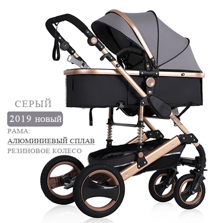 3 в 1 детская коляска с высоким пейзажем, складная коляска, Золотая детская коляска, коляска для новорожденных - Цвет: gray