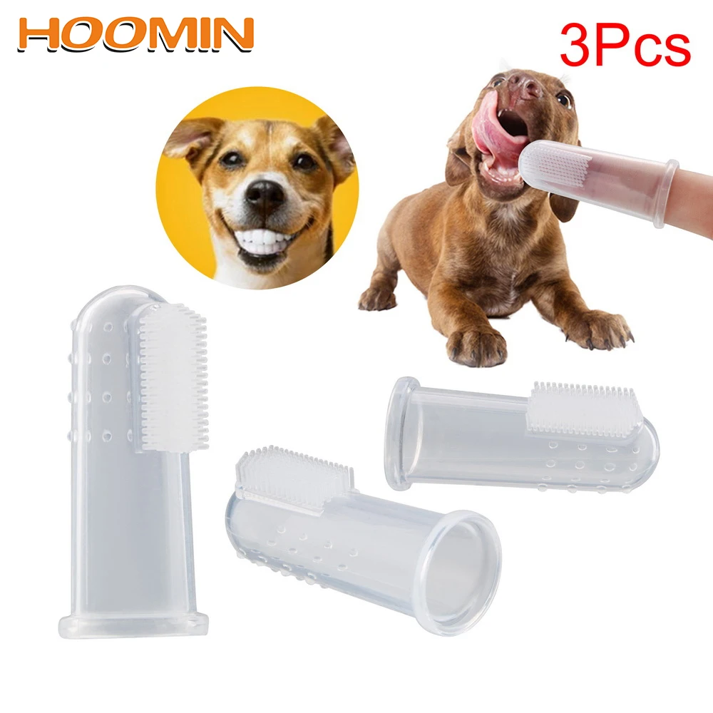 

HOOMIN Dog Toothbrush Dogs Cats Clean Teeth Tools Pet Finger Toothbrush Pet Supplies Soft Silicone 3 Pieces