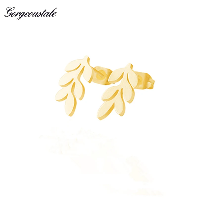 

Delicate Gold Color Olive Branch Earrings For Women Fashion Jewelry Stainless Steel Leaf Stud Earring Pendientes Mujer Moda