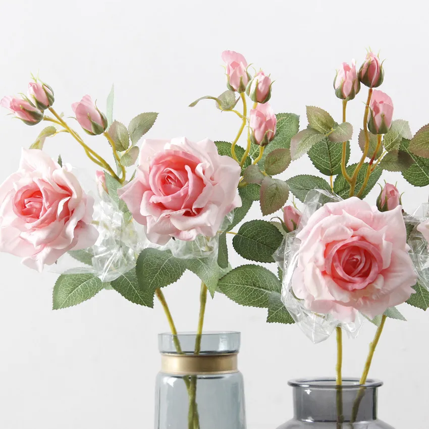 3pcs/lot Artificial Real Touch Rose High Quality Artificial 1 Roses 4