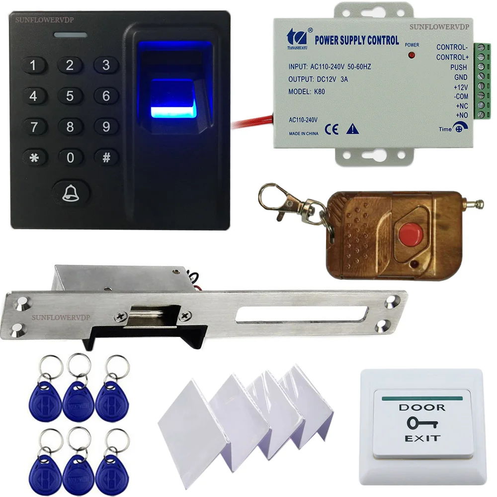 

Fingerprint Keypad Rfid Access Control Gate Control + European Narrow-Type Electric Strike Lock + Wireless Remote Control Kits