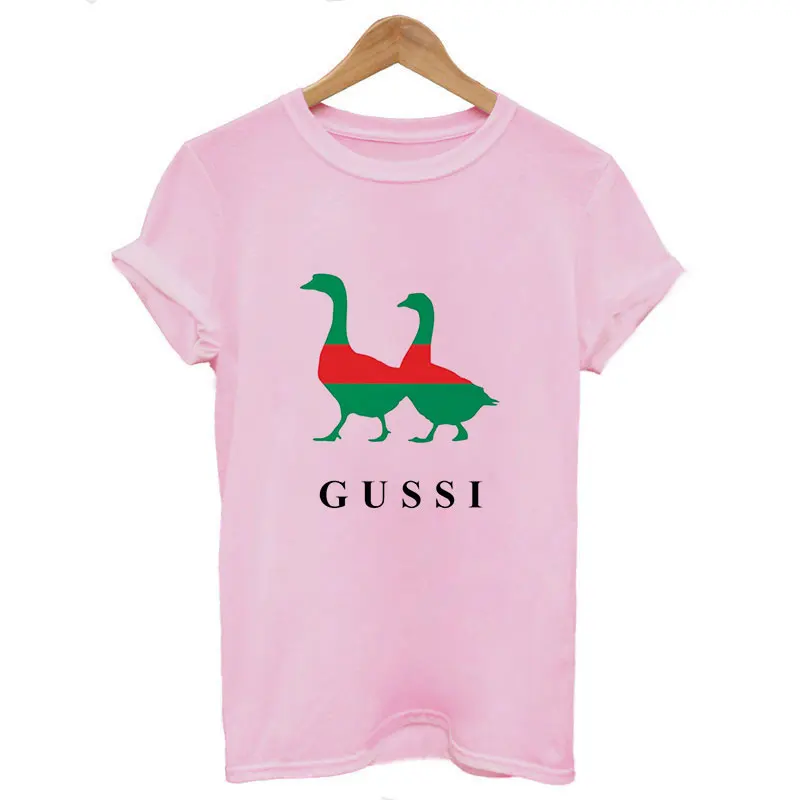 Женская одежда, две гусиные Ga, Готическая модная футболка, Корейская уличная одежда, Harajuku Kawaii, эстетическая футболка, Camiseta Mujer - Цвет: 2337-Pink